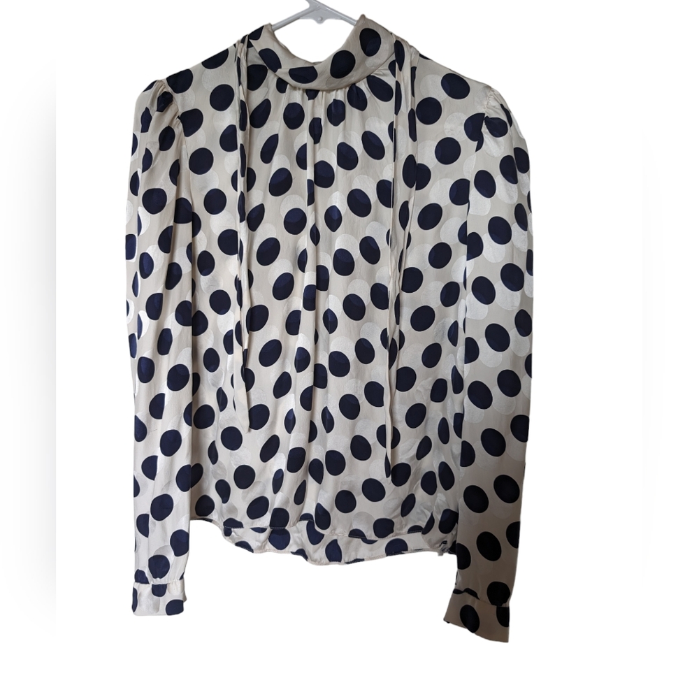 Statement blouse, bold polka dots